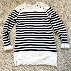 Seraphine Nautical Cotton Maternity and Nursing Sweater, XS, navy and white